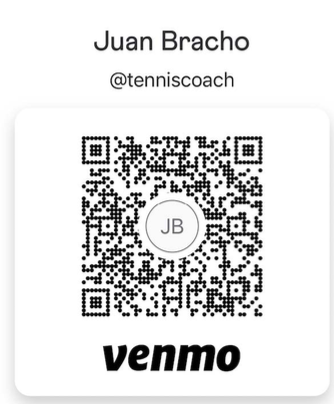 Venmo QR code for Juan Bracho, @tenniscoach